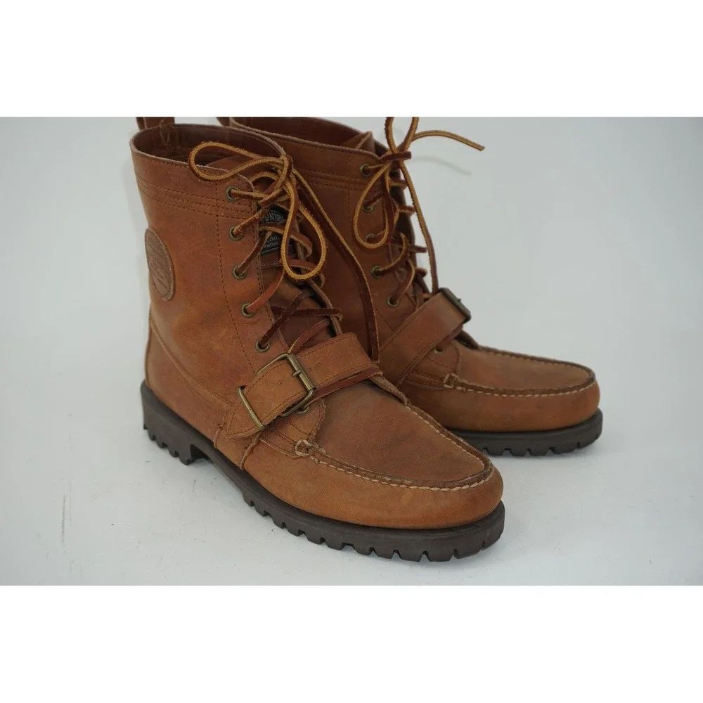 Ralph Lauren Polo Country Ranger Boots Brown Leather Buckle Men's Size 9.5D
